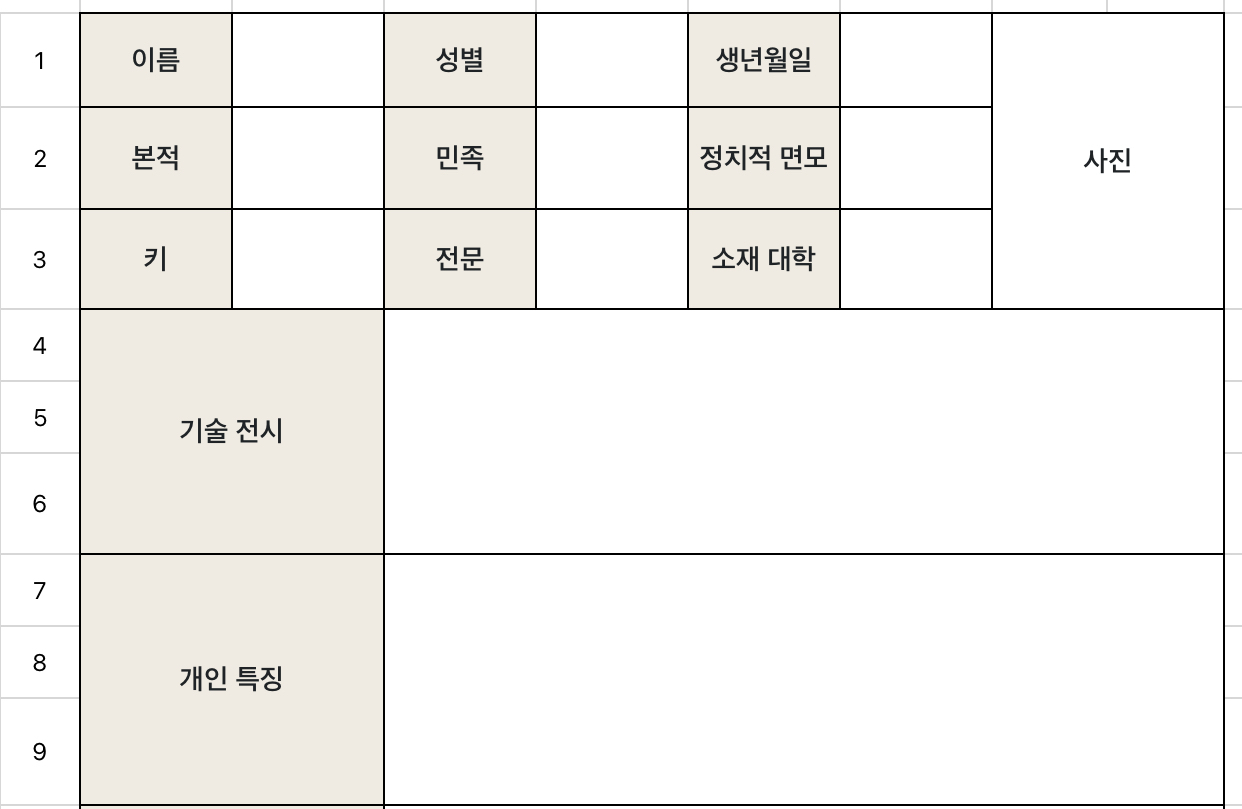 대학 동아리 이력서